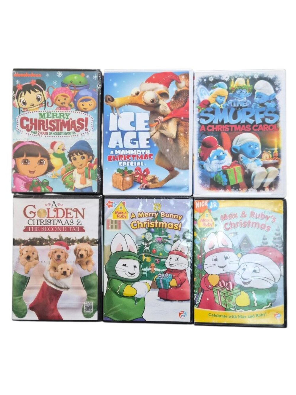 6 DVD Family Kids Animated Holiday Movies Max & Ruby, The Smurfs, Ice Age EUC